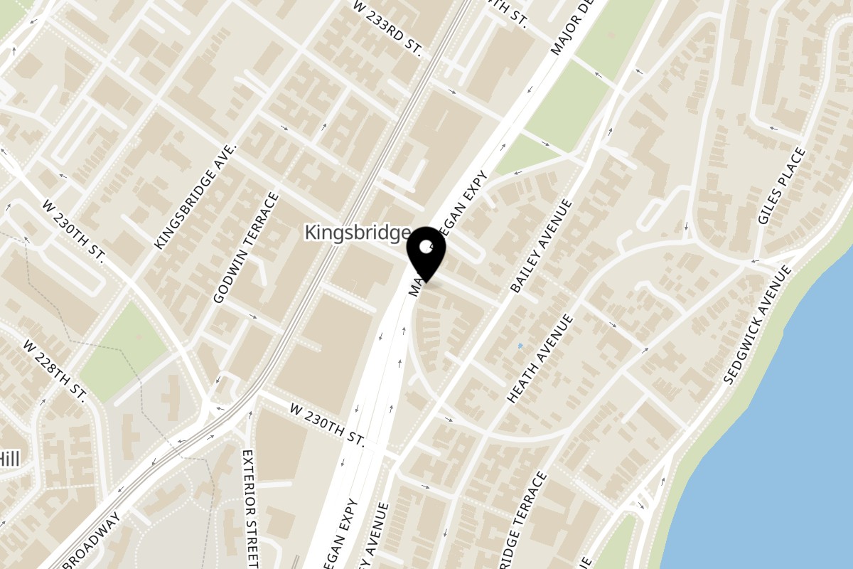 Map showing the location of The Bronx Public on 170 W 231st St in Bronx